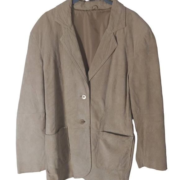 100% Leather Suede Jacket Tan Fully Lined Gorgeous XL - Picture 1 of 5